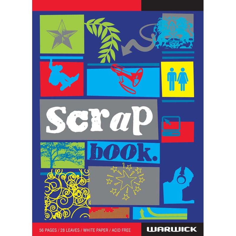 Warwick Scrapbook Super 28 Leaf Blank Pages-3 Assorted