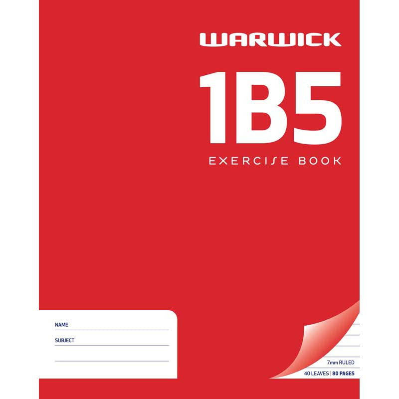 warwick exercise book 1b5 40 leaf ruled 7MM 255x205MM