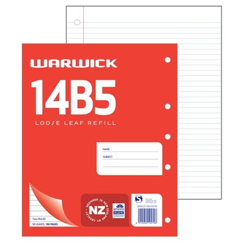 warwick refill 14b5 loose leaf 50 leaf ruled 7MM 255x205MM