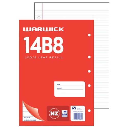 warwick refill 14b8 loose leaf 50 leaf a4 ruled 7MM