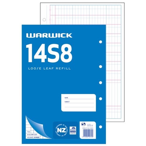 warwick refill 14s8 loose leaf 8mc 40 leaf a4