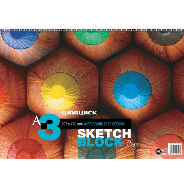Warwick Pad Spiral Sketch Block 20 Leaf 120gsm#size_A3