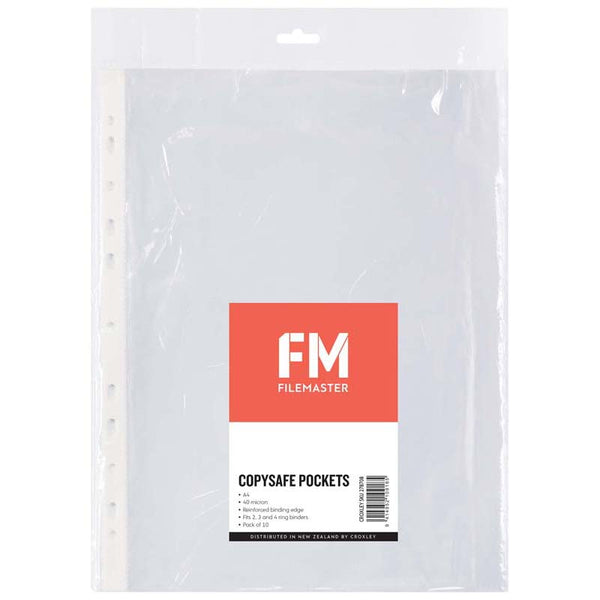 fm pocket copysafe size a4 40 micron hangsell 10 pack CLEAR polypropylene