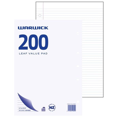 warwick refill pad a4 value 200 leaf  ruled 7MM