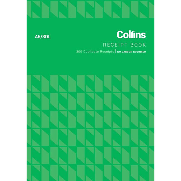 Collins Cash Receipt Book A5 3dl Duplicate No Carbon Required