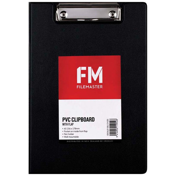 fm pvc clipboard with flap a5#colour_BLACK