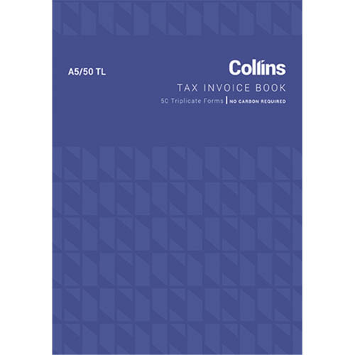 collins tax invoice a5/50tl no carbon requiRED size 210MM x 148MM