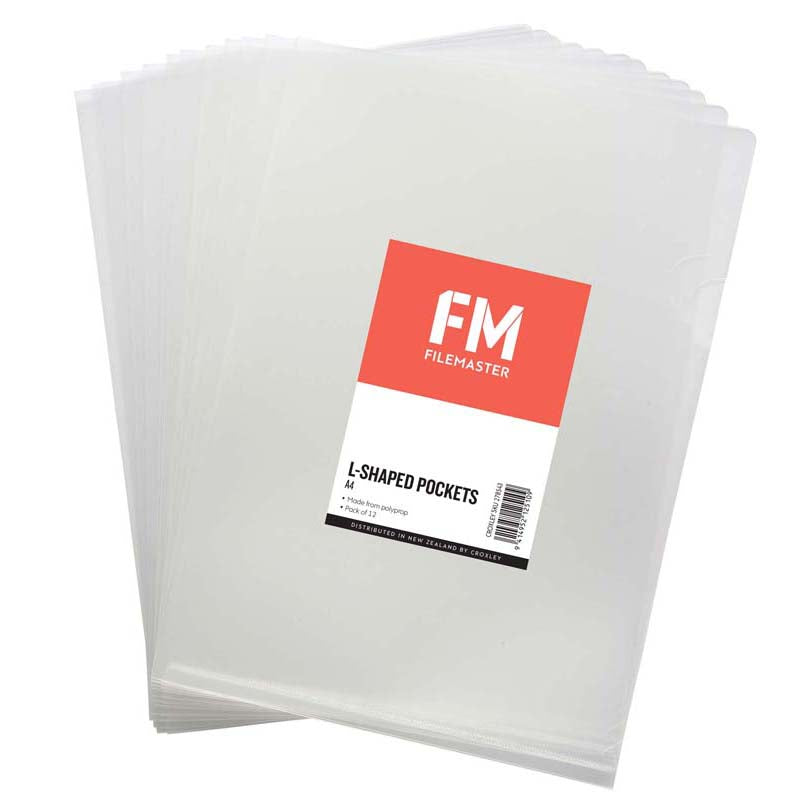 fm pocket l shape CLEAR size a4 12 pack hangsell polypropylene