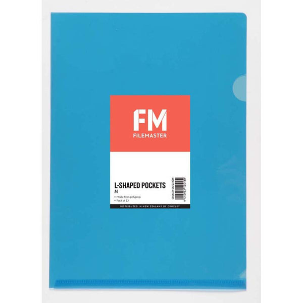 fm pocket l shape CLEAR size a4 12 pack hangsell polypropylene#colour_BLUE