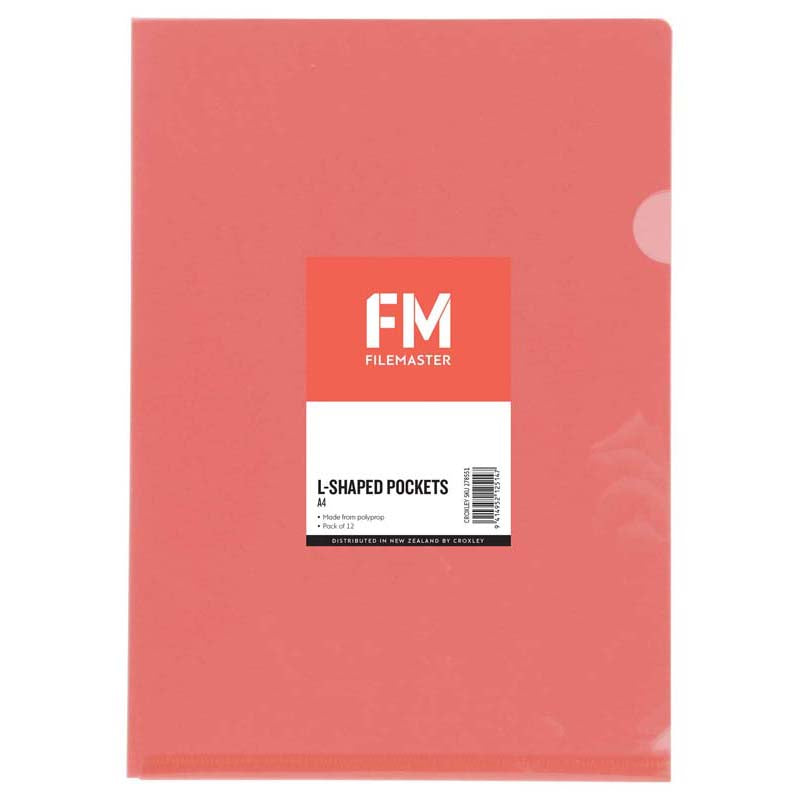 fm pocket l shape CLEAR size a4 12 pack hangsell polypropylene