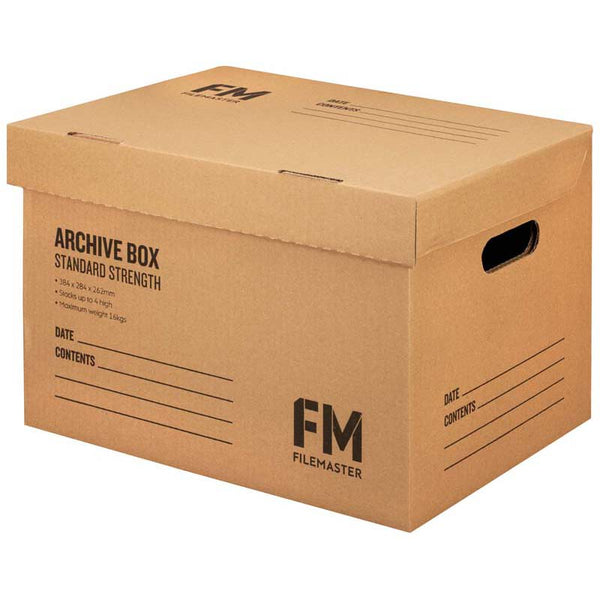 fm box archive kraft standard strength size 384mm x 284mm x 262mm (inside measure)