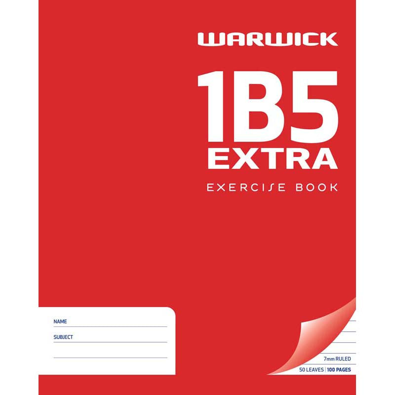 warwick exercise book 1b5 50 leaf 25% extra ruled 7MM 255x205MM