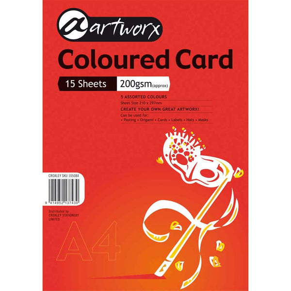 Artworx Card A4 200gsm Pack Assorted#pack size_PACK OF 15