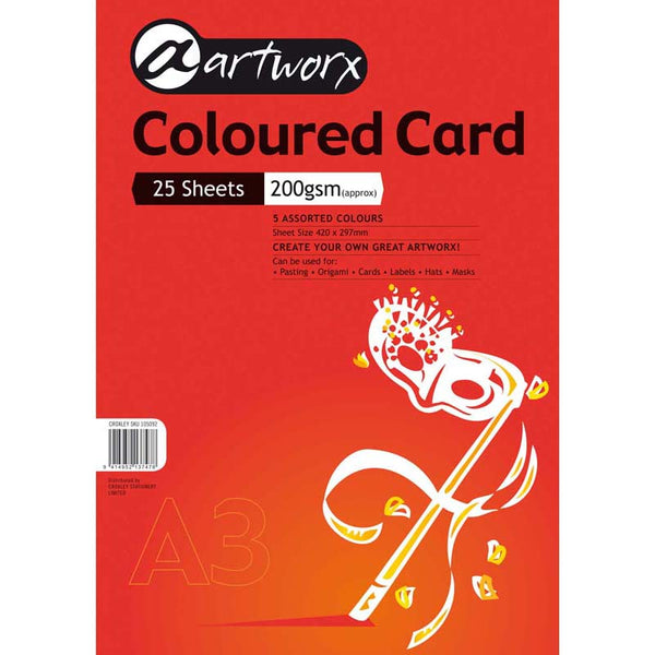 Artworx Card A3 200gsm Pack 25 Assorted