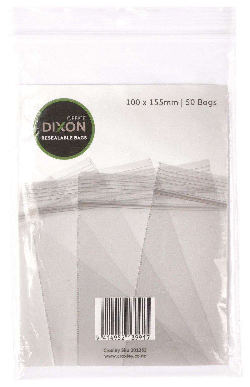 dixon resealable bags pack 50 size CLEAR