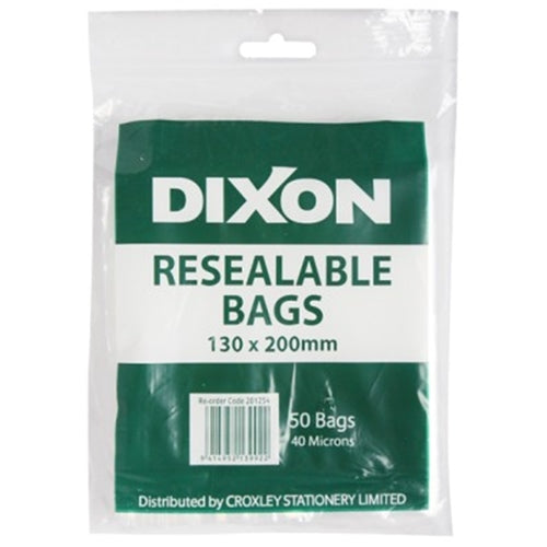 dixon resealable bags pack 50 size CLEAR