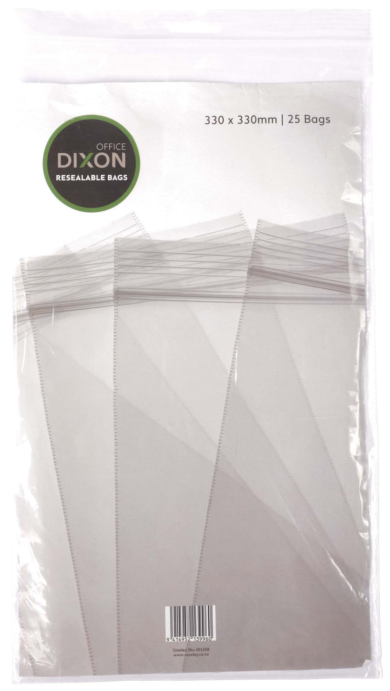 dixon resealable bags pack 25 size CLEAR