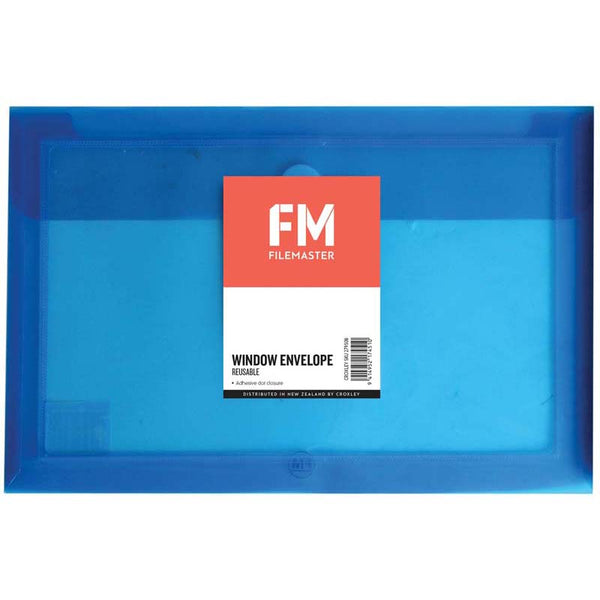 fm window envelope reusable size foolscap polypropylene#colour_BLUE