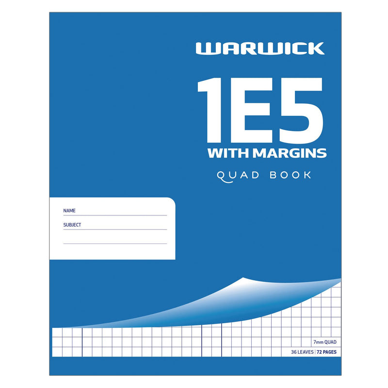 warwick exercise book 1e5 36 leaf with margin quad 7MM 255x205MM