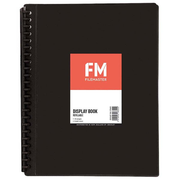 fm display book insert cover 40 pocket refillable size a4 polypropylene#colour_BLACK