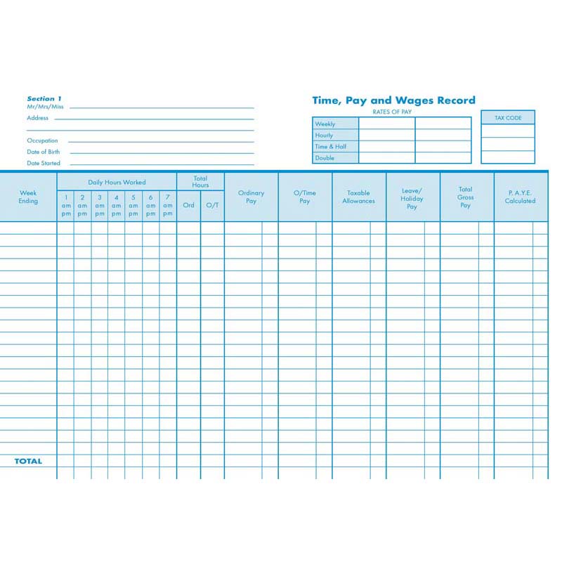 collins wage book a5 limp cover 64 leaf
