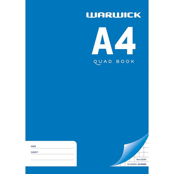 warwick exercise book 32 leaf a4 quad 8MM