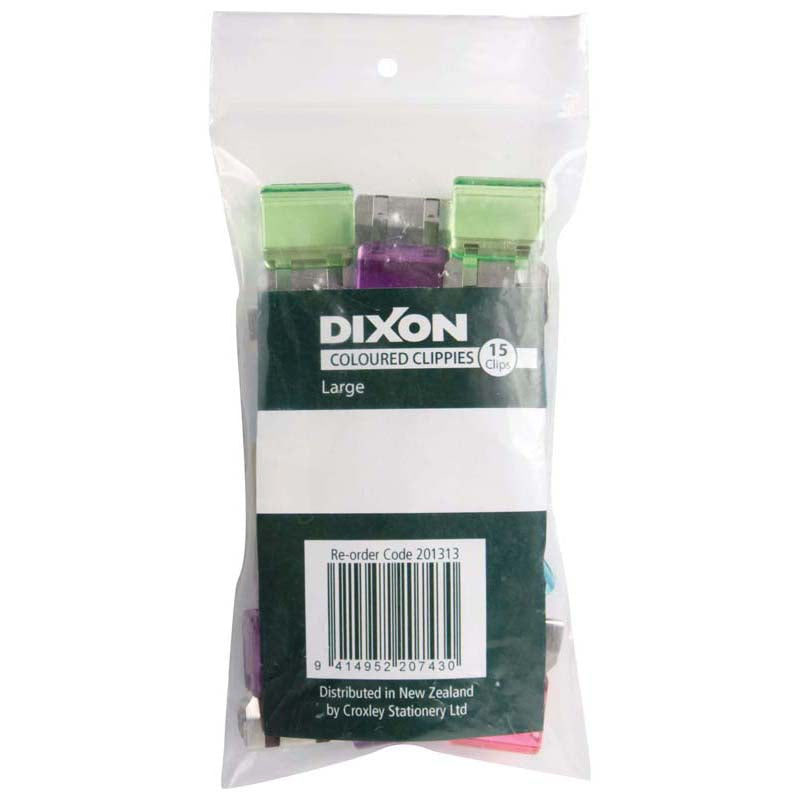 Dixon Paper Clips Clippie Coloured 15 Pack