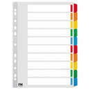 fm indices a4 10 tab colour reinforced cardboard
