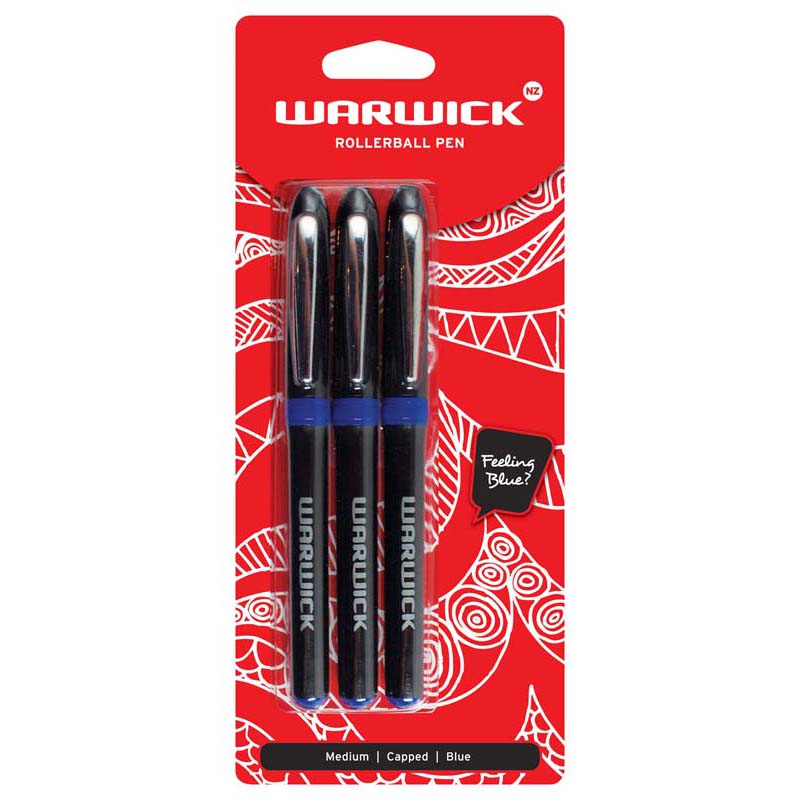 warwick pen rollerball capped MEDIUM 3 pack