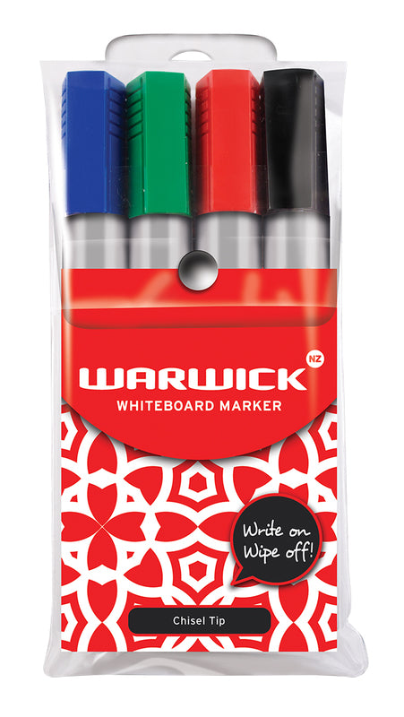 warwick WHITEboard marker chisel tip 4 wallet
