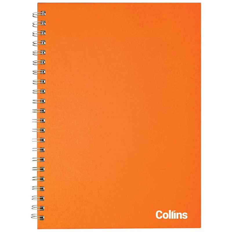 collins notebook wiro polyprop a4 ORANGE side opening 7MM ruled 60 leaf