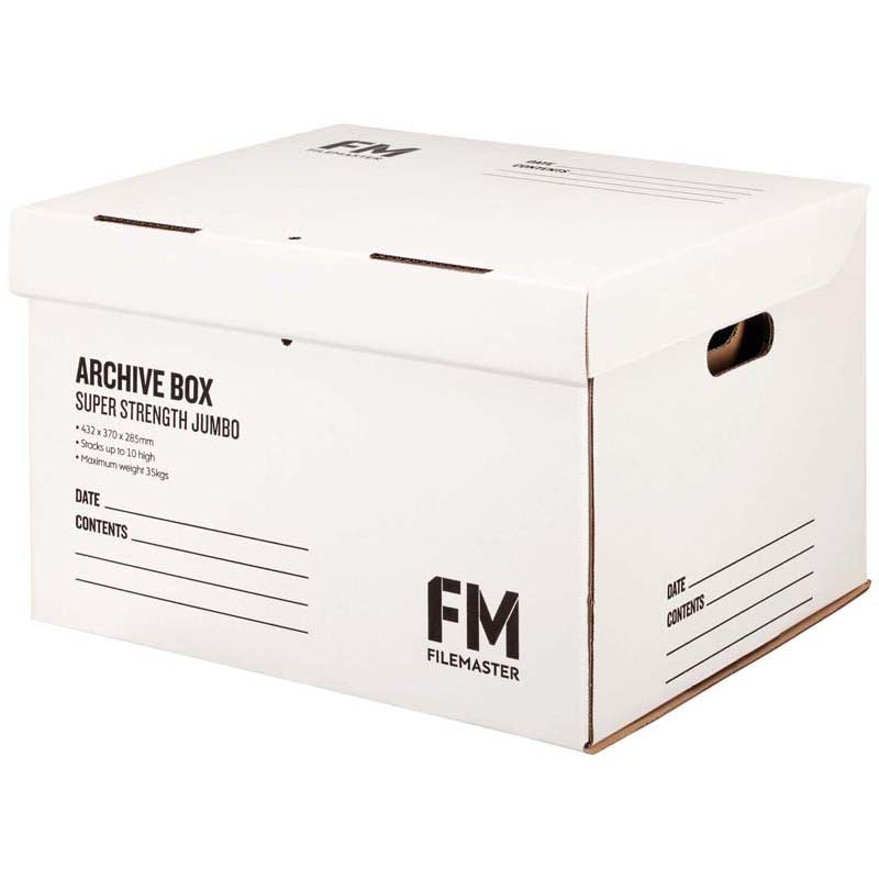 fm box archive jumbo box super strength WHITE 432x370x286MM inside measure
