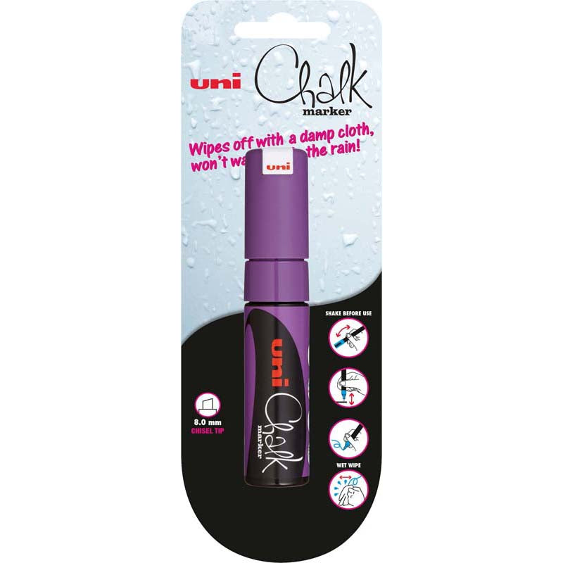 Uni Chalk Marker 8mm Hangsell Chisel Tip