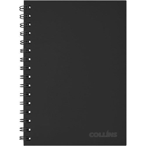collins unruled wiro notebook 225x175 black 80 leaf