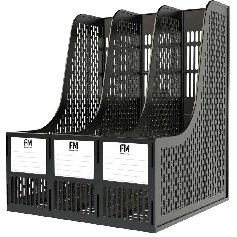 fm magazine holder document 3 grid size 255x315x260MM BLACK plastic