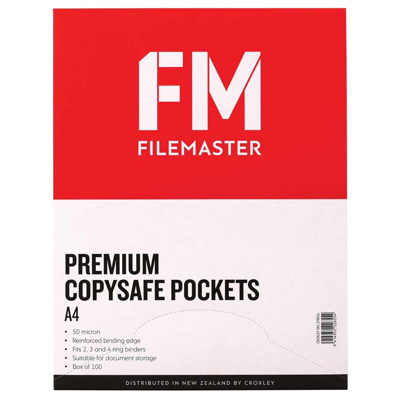 fm pocket copysafe size a4 premium  glass CLEAR 50 micron box 100 polypropylene