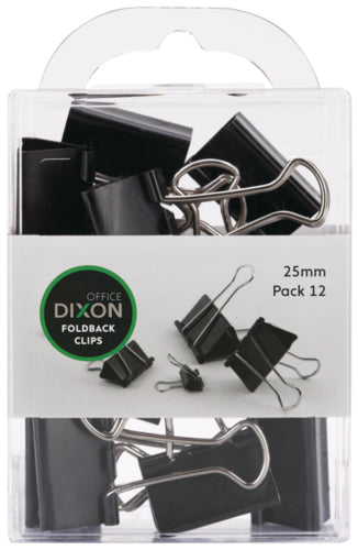 dixon foldback clips size 25MM pack 12 BLACK