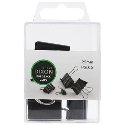 dixon foldback clips size 25MM pack 5 BLACK