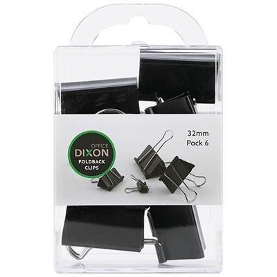 dixon foldback clips size 32MM pack 6 BLACK