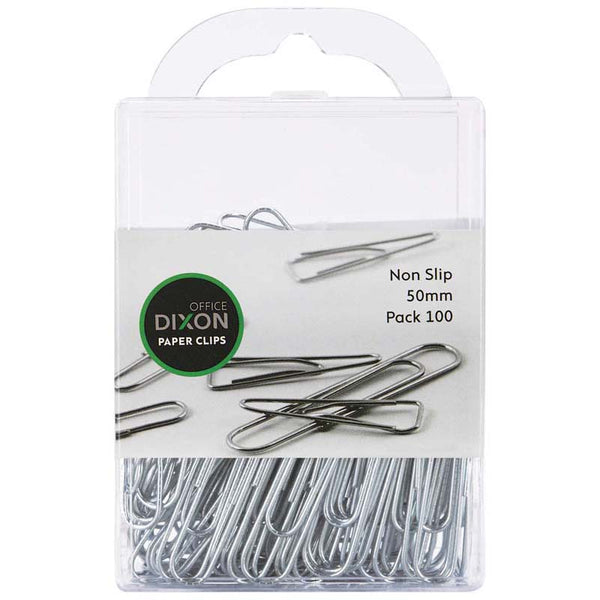 dixon paper clips size 50MM nonslip round PACK OF 100 SILVER