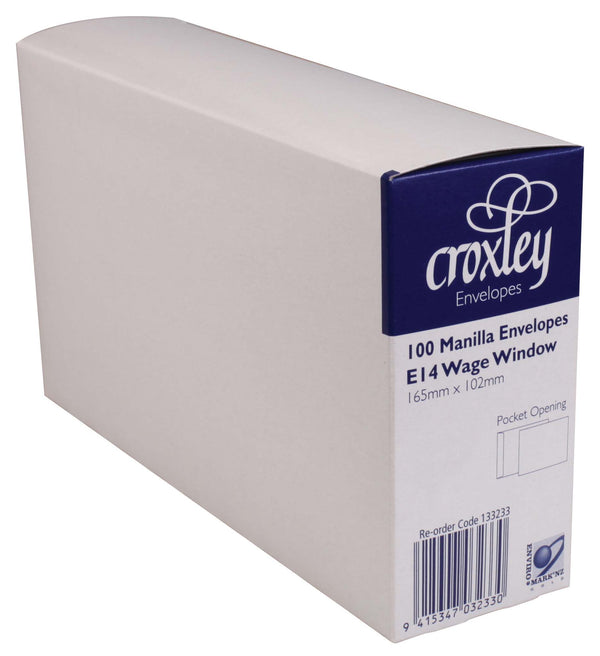 croxley envelope e14 manilla wage window seal easi pocket box of 100