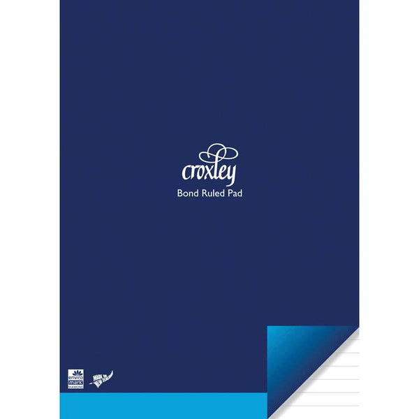 croxley pad size 2 222x159MM ruled bond 45 leaf