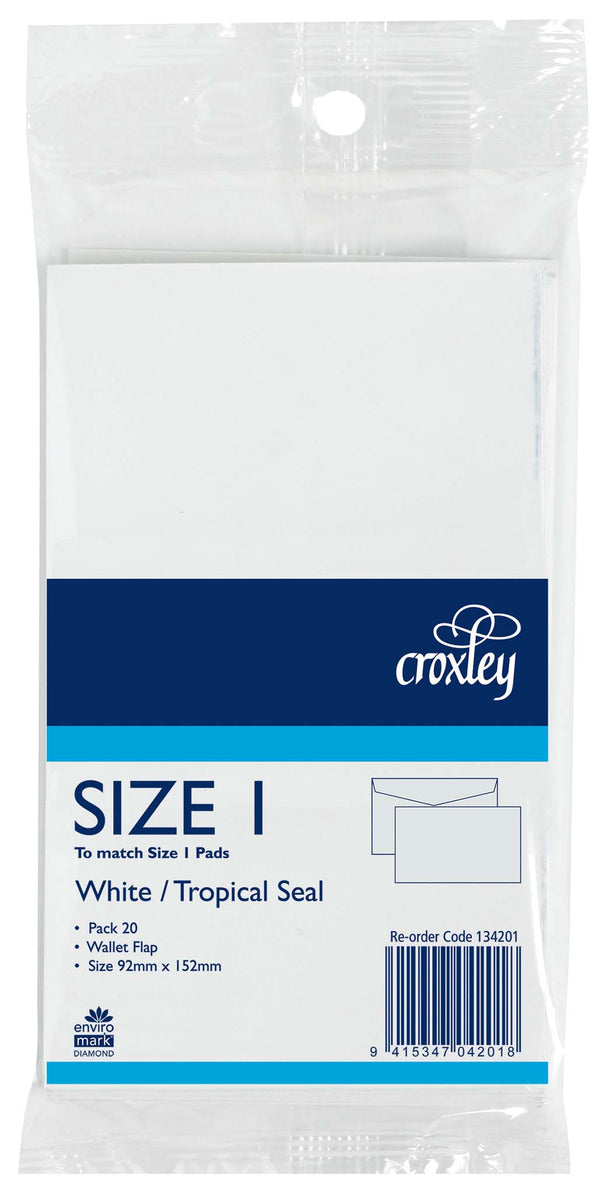 croxley envelope size 1 tropical seal 92x152MM 20 pack
