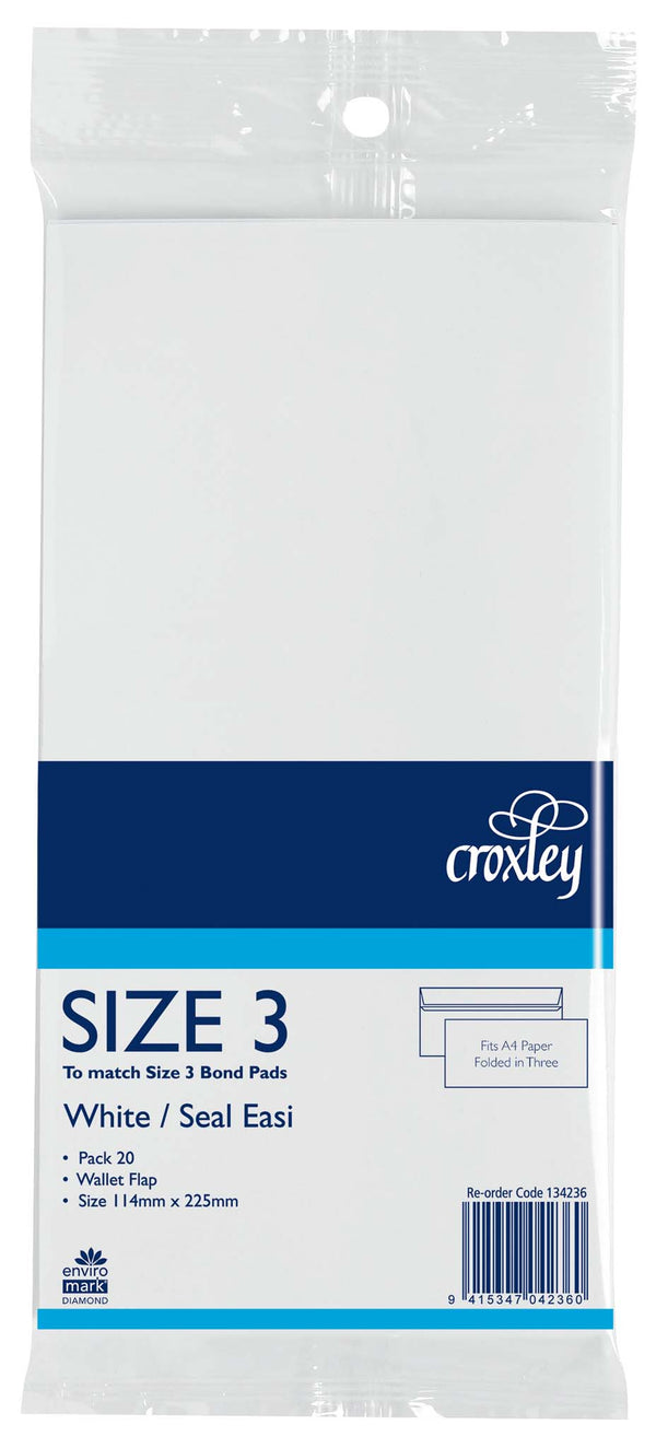 croxley envelope size 3 seal easi bond 114x225MM 20 pack
