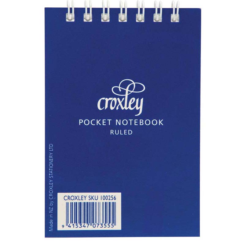 croxley notebook ruled pocket top opening 76x111MM BLUE cover 50 leaf