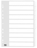 fm indices 10 tab size a4 cardboard WHITE blank