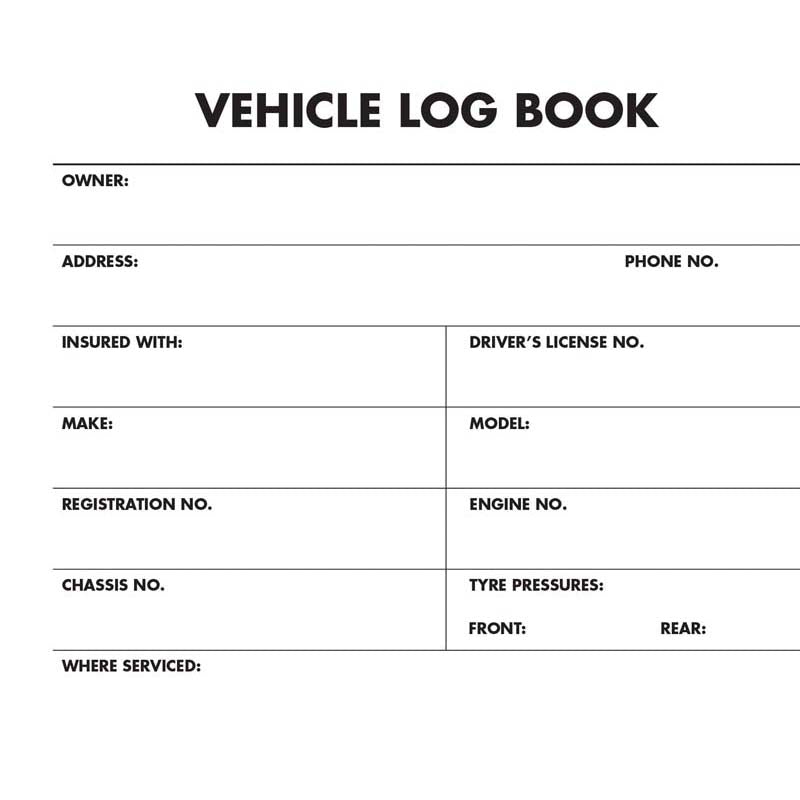 collins vehicle log book wiro 53 leaf 135x160MM