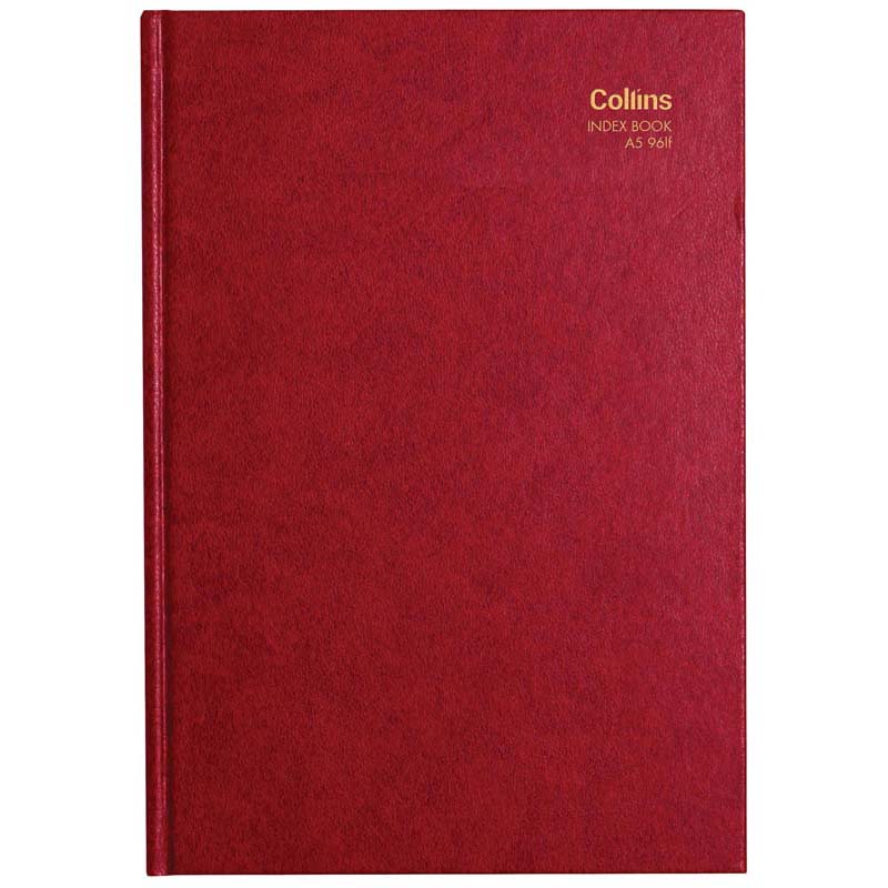 collins notebook indexed a5/96 96 leaf hard cover
