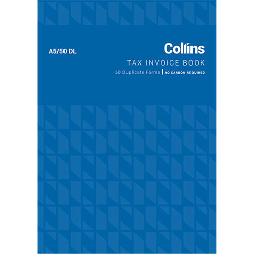 collins tax invoice a5/50dl no carbon requiRED size 210MM x 148MM