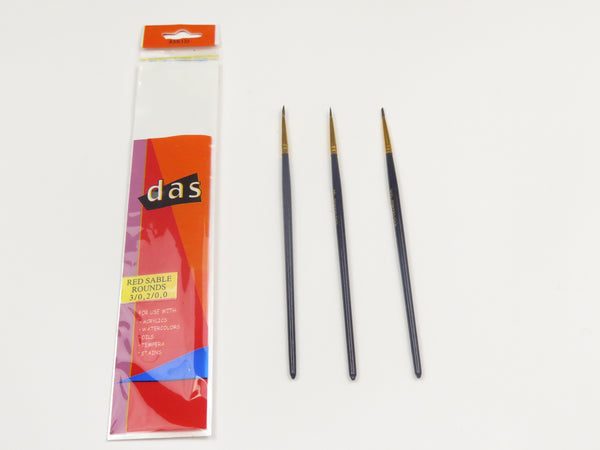 Das Art Brush Set Red Sable Round Sizes 3/0;2/0;0